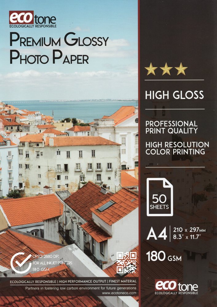 Ecotone Premium Glossy Photo Paper 180 GSM pack