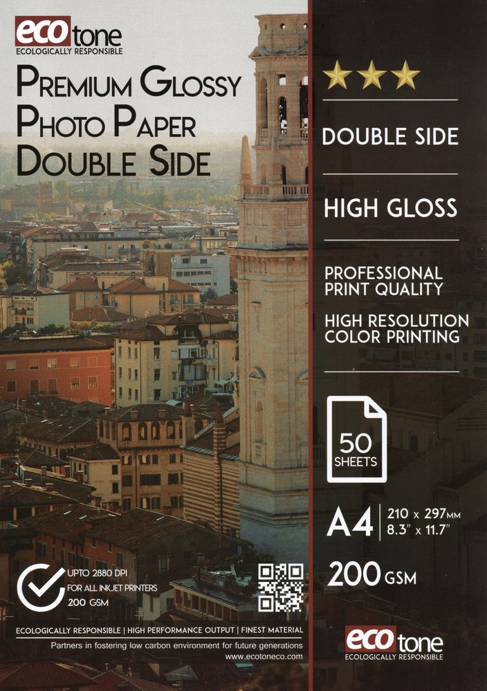 Ecotone Premium Glossy Double Side Photo Paper 200 GSM pack